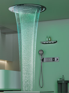 Juego de Ducha <span class=keywords><strong>MYN</strong></span> con Cabezal de Ducha Oculto en la Pared, Temperatura Constante, Pantalla Digital, Luz Ambiental de Cobre, para el Hogar - Product Image 3