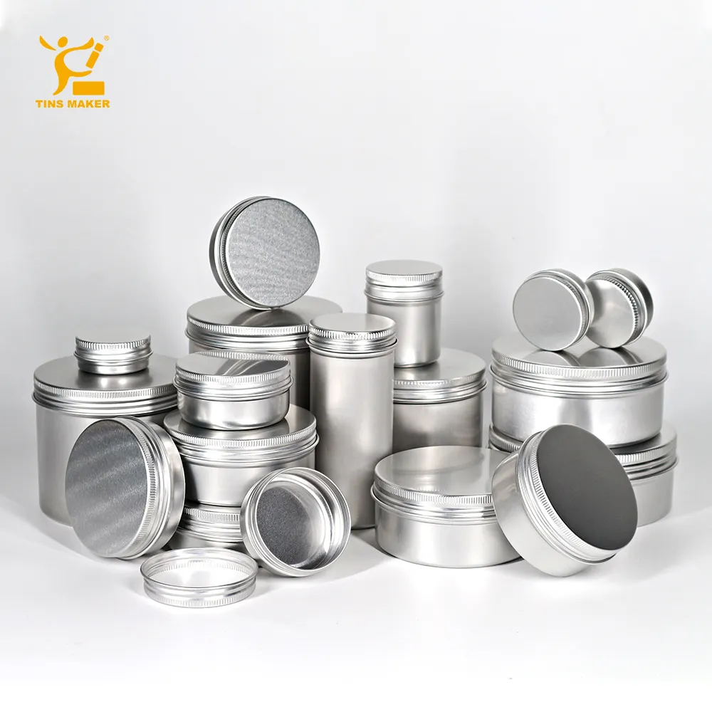 5Ml 10Ml 20Ml 30Ml 50Ml 60Ml 80Ml 100Ml 120Ml 150Ml 180Ml Ronde Cosmetische Containers Met Schroef Deksel Tin Metalen Aluminium Blikjes Jar