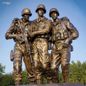 Statue commémorative en bronze coulée publique extérieure personnalisée grandeur nature qu'aucun <span class=keywords><strong>homme</strong></span> ne laisse derrière Sculpture en bronze pour décor commémoratif - Product Image 4