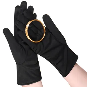 Sarung tangan katun Logo kustom sarung tangan untuk Spa kaya kelembaban eksim 100% murni hitam gaun garis katun perhiasan sarung tangan