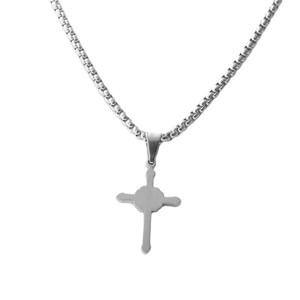 Stainless Steel <b>Cross</b> Pendant For Men Geometric Design Trendy Necklace 120207 - Product Image 2