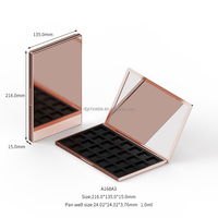 Palette de fards à paupières en plastique cosmétique avec 28 fards de différentes couleurs, emballage personnalisé, rose doré métallisé, compact de maquillage