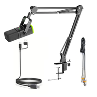 Microphone USB YU8 RGB Type-C XLR avec bras articulé réglable, condensateur, réduction de bruit ENC pour PC Gaming