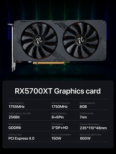Tarjeta Gráfica <span class=keywords><strong>AMD</strong></span> Radeon RX <span class=keywords><strong>5500</strong></span> <span class=keywords><strong>XT</strong></span> de 8 Pines y 128 Bits, Precio al por Mayor, RX 5700XT de 8GB GDDR6, 8+6 Pines, 256 Bits, Doble Ventilador - Product Image 5