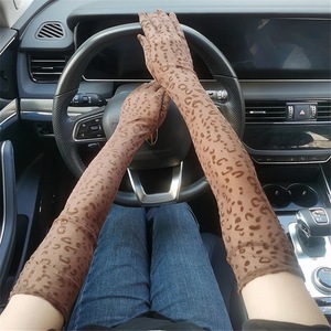 <strong>Leopard</strong> <strong>Print</strong> 21 Inch Over Elbow Length Full Finger Silk Sheer Sun Protection <strong>Gloves</strong> - Product Image 5