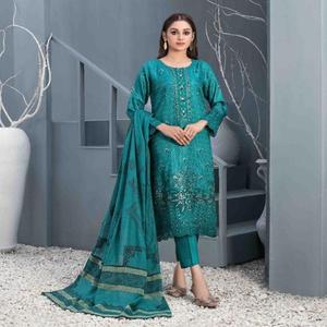 Women Winter Three Piece Suit Dhanak Color Embroidered Sweat Suit <strong>Pakistani</strong>/Indian Ethnic Wear - Product Image 4