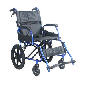 Sedia a rotelle manuale pieghevole portatile in alluminio con piccole ruote leggero da viaggio per anziani - Product Image 4