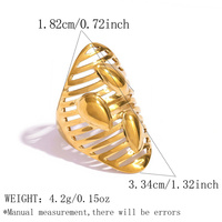 Anillo de Dedo Grande de Acero Inoxidable Hueco al por Mayor para Mujer, Impermeable, con PVD de 18K, Accesorios de Mano, Joyería de Moda, Regalo