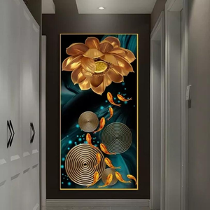 Tùy Chỉnh Trừu Tượng Đám Mây Nghệ Thuật Vải Sơn Tường Áp phích Hoa Cây Vàng In Cho Phòng Khách Trang Trí Nội Thất Đã Sẵn Sàng Để Treo - Product Image 5