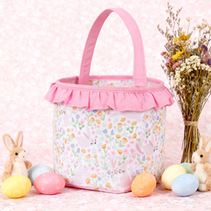 Cesta <span class=keywords><strong>de</strong></span> Pascua Personalizada al por Mayor, Cesta <span class=keywords><strong>de</strong></span> Pascua <span class=keywords><strong>de</strong></span> Lona Personalizada con Monograma y Volantes - Product Image 4