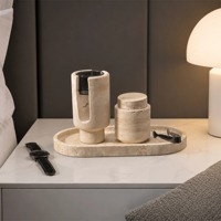 Ensemble de brûleurs d'arômes et porte-bougies en travertin fait main, pierre naturelle, décoration de spa à domicile, collection cadeau