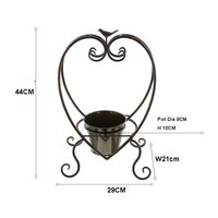 Pot de fleur et support de jardinière en forme de coeur en fer noir chaud pour plantes