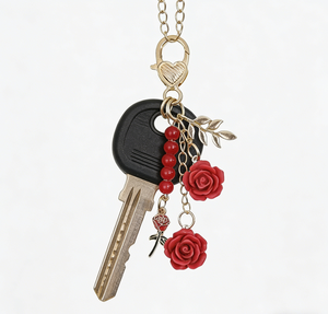 Porte-clés haut de gamme en alliage de résine Rose Camélia, pendentif pour clé de voiture, breloque pour clé USB, ornement de sac, décoration intérieure automobile, cadeau quotidien - Product Image 2