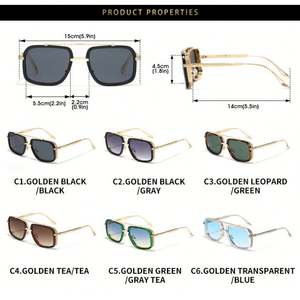 Gafas de Sol Cuadradas de Metal Vintage con Logotipo Personalizado, Gafas de Sol de Piloto con Marco Grande y Protección UV400 para Hombre - Product Image 4