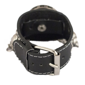 Punk <b>skull</b> leather strap quartz <b>watch</b> retro hip hop metal style fashionable and unique men's wristwatch - Product Image 3