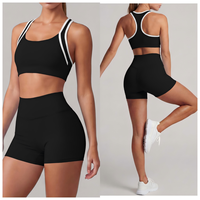 Ensemble de yoga réversible pour femme, couleur unie, séchage rapide, extensible dans quatre directions, respirant, antibactérien, short de sport décontracté pour la course à pied