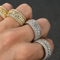 Anillo giratorio de enlace cubano para hombre y mujer, anillo ostentoso de moissanita VVS de Plata de Ley 925, anillo de promesa de Hip Hop de lujo