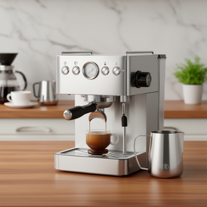 Máquina de Espresso Semiautomática de 1500W, 15 Bares, Tanque de Agua de 1.7L, Vaporizador de Leche, Cafetera de Acero Inoxidable - Product Image 2