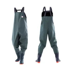 Aquatic leather fork overalls thick rubber one-piece rain pants rain shoes fishing launching pants