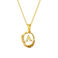 Colliers pendentifs en acier inoxydable avec initiale, lettre de l'alphabet, pièce de monnaie en lave, médaille, accessoire pour vêtements, mariage, anniversaire, usage quotidien