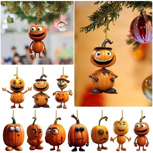 Décorations d'Halloween en plastique en forme de citrouille Jack-O'-Lantern, ornements suspendus de style classique pour les fournitures de fêtes en gros - Product Image 1
