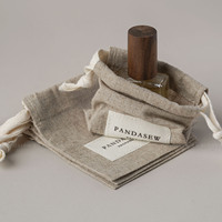 PandaSew Sac à Cordon en Lin et Coton avec Logo Personnalisé, Étiquette, Pochettes d'Emballage pour Bijoux