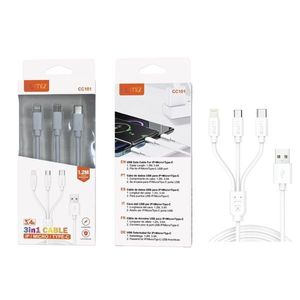 Cable 3 en 1 Ip Micro Tipo C 3.4A 1.2M para Carga y Transferencia de Datos para Dispositivos Móviles - Product Image 2