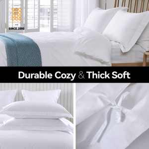 ホテル用T250ソリッドプレーン織パーケール耐久性OEKO-TEX認証ポリエステル/コットン40カウント3点セット布団カバー - Product Image 2