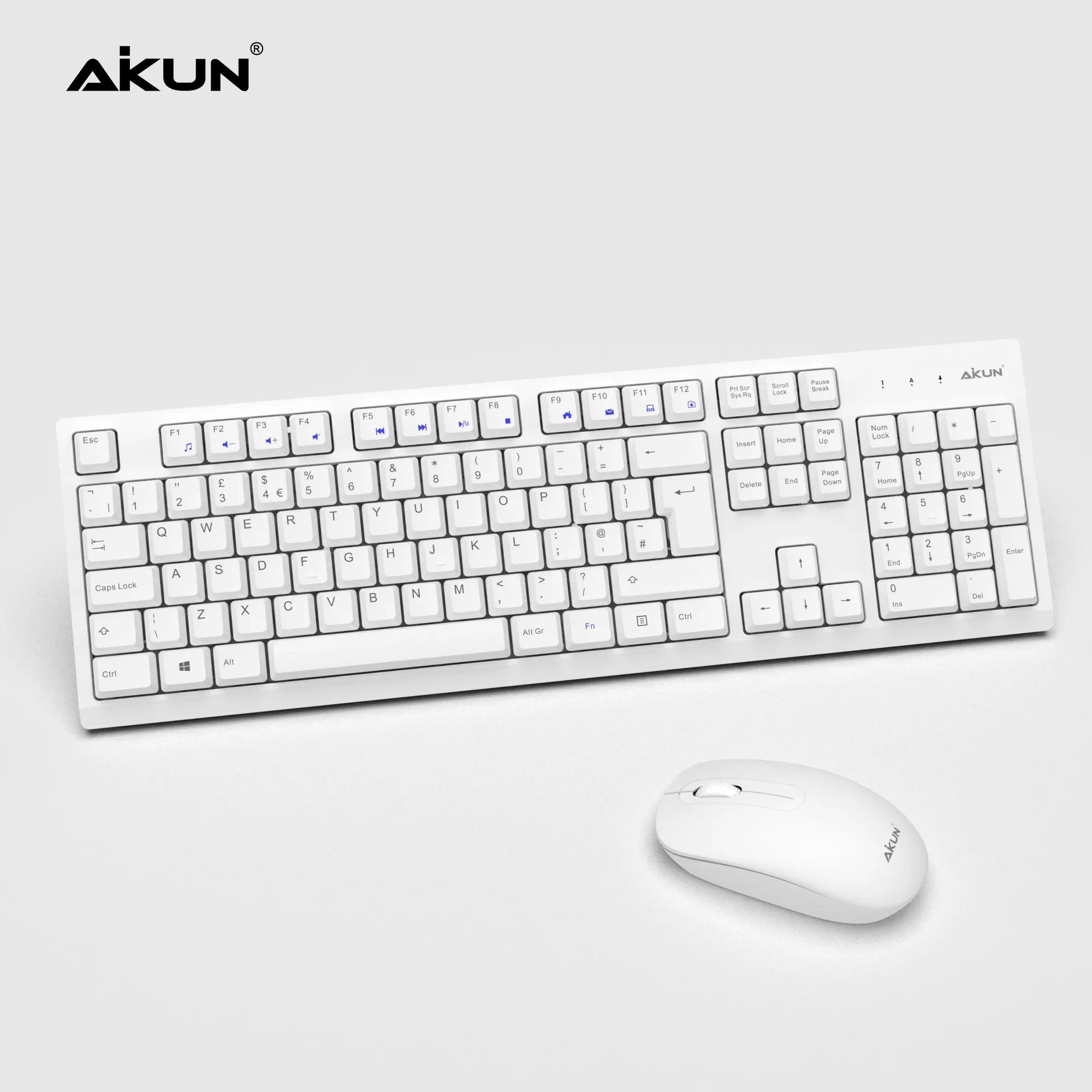 Aikun 2.4GワイヤレスキーボードおよびマウスCombo-BX2510 (白) 、長いバッテリー寿命、プラグアンドフォーゲットレシーバー