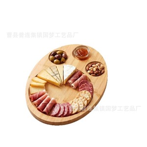 Bamboo Cheese Tray Multifunctional Serving Platter For Party Food Presentation With Wine Glass Holder And <b>Sauce</b> Dips - Product Image 5