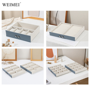 กล่องเก็บเครื่องประดับ WEIMEI สิบชั้น วัสดุหนังกำมะหยี่ สั่งซื้อขั้นต่ำน้อย สีขาวน้ำเงิน สำหรับใช้ในบ้าน ร้านค้าปลีก หรือร้านขายเครื่องประดับ - Product Image 5