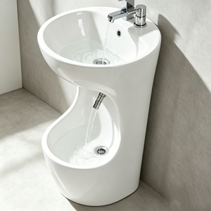 Lavabo à pieds <span class=keywords><strong>en</strong></span> acrylique personnalisé, imitation pierre, double niveau, autoportant, pour mosquée et usage domestique - Product Image 1