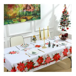 Manufacturer Supply Christmas Day Reusable Home Christmas Polyester Waterproof Table Cover