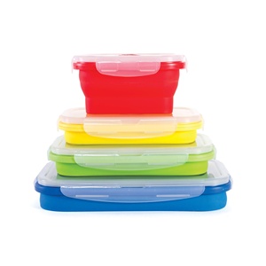 Collapsible Silicone Food <b>Storage</b> Container Reusable Flat Stacks Silicone Folding Lunch <b>Box</b> - Product Image 1