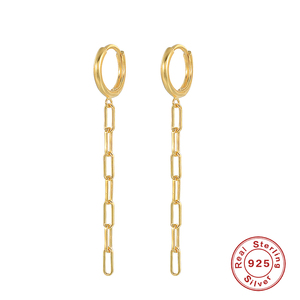 Boucles d'oreilles pendantes en argent S925 avec chaîne trombone et pampilles, bijoux de mode pour femme - Product Image 5
