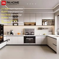 Armoires de cuisine sur mesure de style européen moderne, finition laquée blanche, service de conception 3D