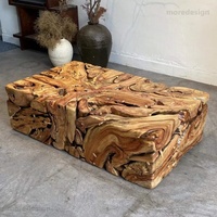 Table Basse en Bois de Camphre Sculpté Style Wabi Sabi, Naturel et Créatif, pour Salon, Villa, Hôtel, Balcon