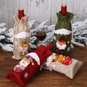 Alte Figur Rotwein flasche Set mit Leinen Wein beutel Weihnachts dekoration Zubehör für Hotels Manufac turing - Product Image 3