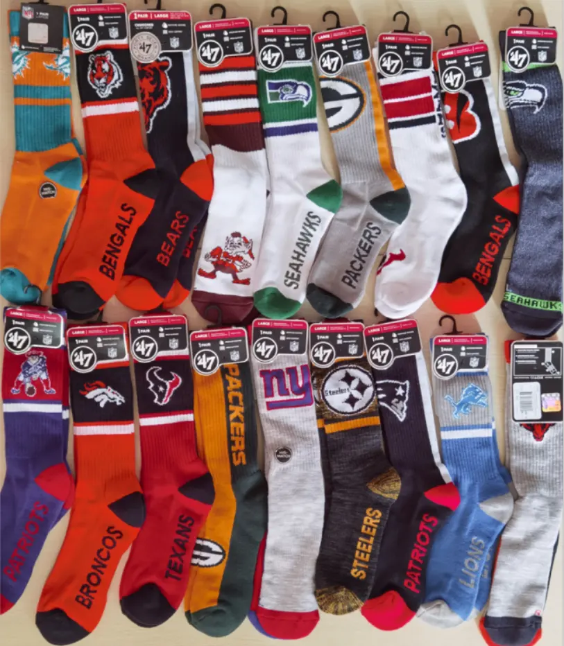 Eubi Großhandel NFL Athletic Football Print Designer Tube Sports ocken Plus Size Compression Custom Logo Fußball Socken für Männer