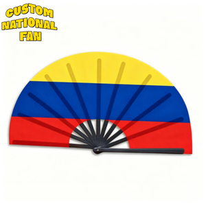 Abanicos Plegables con la Bandera Nacional de Colombia Impresa Personalizada, Artículos Portátiles para Animar en Eventos Deportivos y Promociones de Torneos - Product Image 1