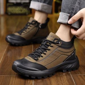 Bottes d'hiver imperméables pour hommes, hauteur cheville, bout rond, en faux daim, semelle extérieure en caoutchouc antidérapante, semelle intermédiaire en EVA, doublure en fourrure - Product Image 1