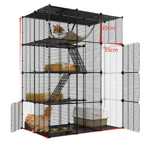 Ev kullanımı için ekstra büyük <span class=keywords><strong>DIY</strong></span> ücretsiz montaj kedi kafesi katı desen Metal inşaat çoklu boyutları küçük hayvanlar çelik - Product Image 5