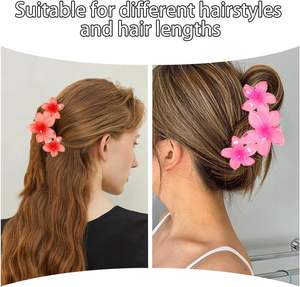 Pince à cheveux en acrylique de 10 cm avec fleur, style doux et tendance, accessoires floraux pour femmes, vente en gros, échantillon rapide - Product Image 5