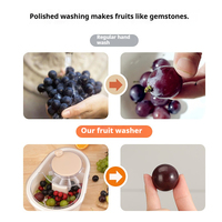 Draagbare Keuken Fruit En Groente Scrubber Nieuwe Roterende Reiniger Spinner Borstel Efficiënt Food-Grade Reinigingstool Met Wasbak