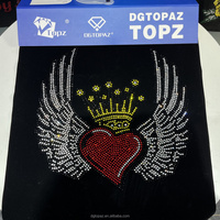 Nouvelle mode : Patch thermocollant en strass avec motif croix et ailes d'ange, facile à appliquer pour vêtements DIY