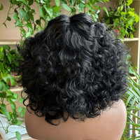 Perruque synthétique 14 pouces à ondulations rebondissantes et bouclées avec bandeau, petites boucles moelleuses, résistante à la chaleur, pour femmes noires africaines, en fibre, pas chère