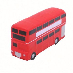 Balle anti-stress en mousse PU de haute qualité, personnalisée en usine, avec logo imprimé, en forme de bus à deux étages, unisexe, pour enfants - Product Image 1