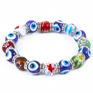COLORFUL MURANO AND GLASS EVIL EYE <b>BEADED</b> <b>BRACELET</b> FROM TURKEY NAZAR BEAD - Product Image 2