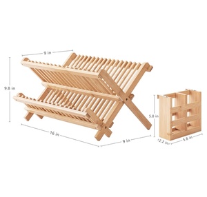 <span class=keywords><strong>Escurridor</strong></span> de Platos <span class=keywords><strong>Plegable</strong></span> de Bambú de 2 Niveles y <span class=keywords><strong>Escurridor</strong></span> de Madera para Encima del Fregadero, Organizador de Cocina <span class=keywords><strong>Plegable</strong></span> que Ahorra Espacio con Soporte - Product Image 2