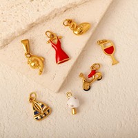 Pendentif de mode en acier inoxydable sans ternissement, émail, champignon, verre à vin rouge, pendentifs, accessoires de bijoux, porte-clés, mini-charmes